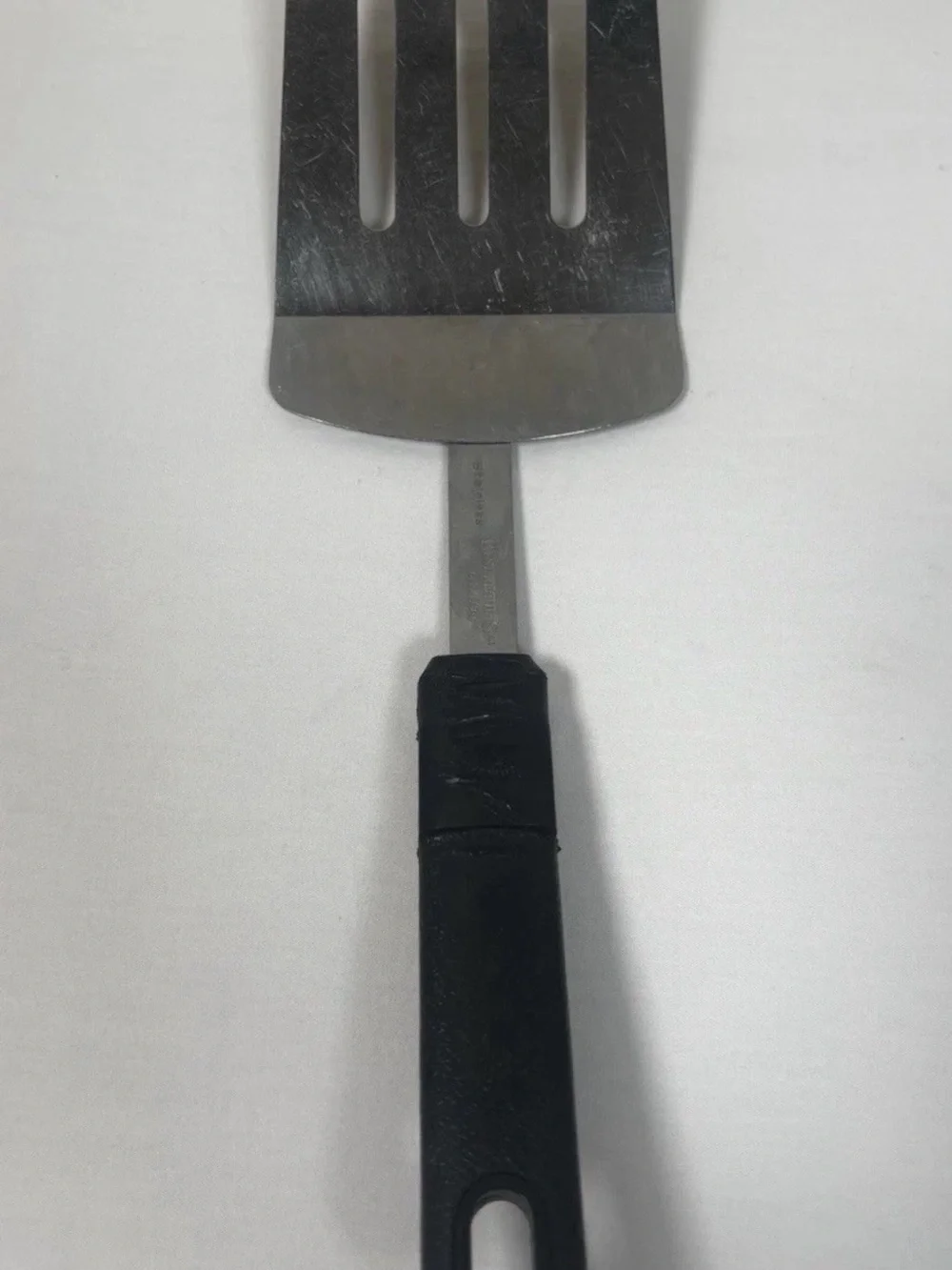 Vintage ECKO Best Results Slotted Spatula Stainless Steel with Black Handle